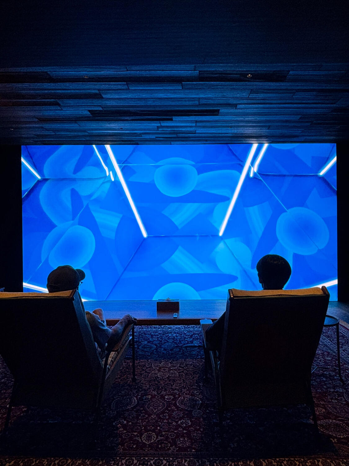 T.O.P with his friend, Yusaku Maezawa watching Studio54 + ADHD MV at Maezawa-san's Residence